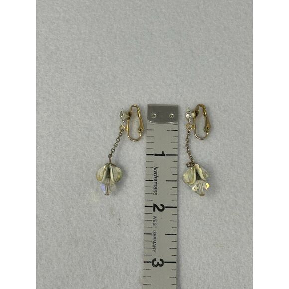 Vintage Cip On Earring Aurora Borealis Dangle Estate - Picture 4 of 5